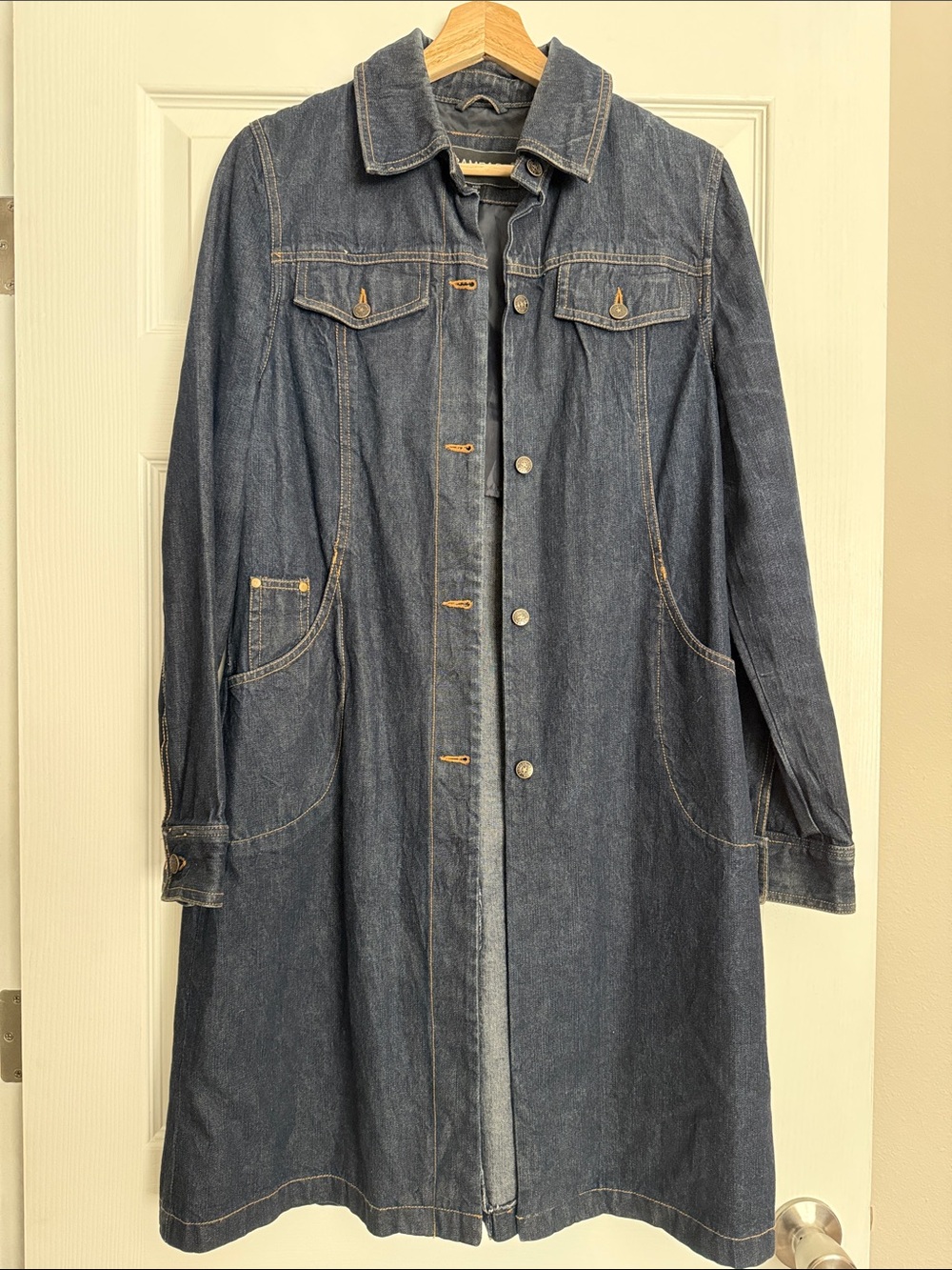 Rampage DenimDark Blue Long Jean Coat Jacket / Trench Coat